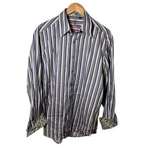 Robert Graham Men’s Stripe Button Front Long Sleeve Dress Shirt